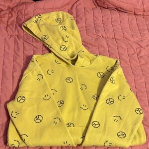 Old Navy Yellow Kids Hoodie with Peace and Smiley Faces